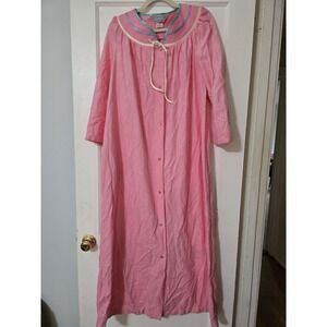 Vintage Women's Heiress Pink‎ Nightgown Housecoat Robe Size 1X Button Down